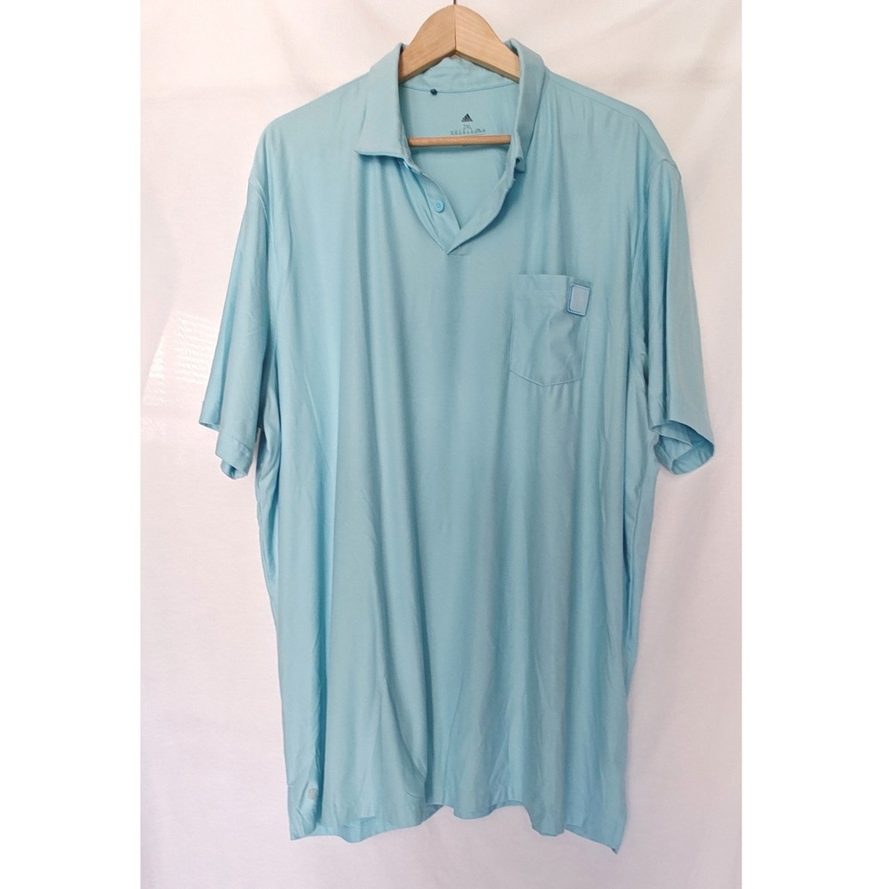 Adidas Go To Polo Shirt Light Blue Short Sleeve Chest Pocket HL6469 2XL